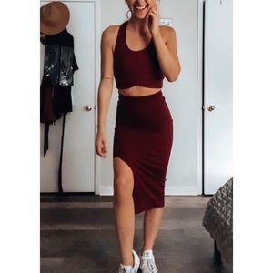 Ribbed Fabletics outfit 2pc set skirt & midi tank
